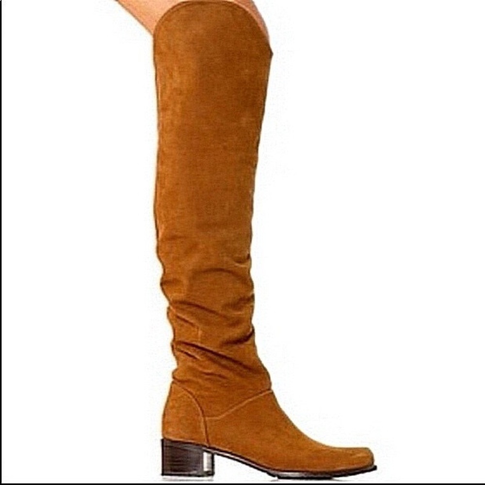 Stuart Weitzman Dunkirk Nubuck Leather Cognac Over The Knee Boot 11
